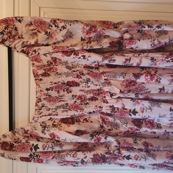 NWT Floral-Print Square Neck Long Ballon Sleeves Mini Dress sz Small - Picture 7 of 7